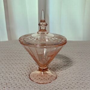 Elegant Pink Glass Candy Dish